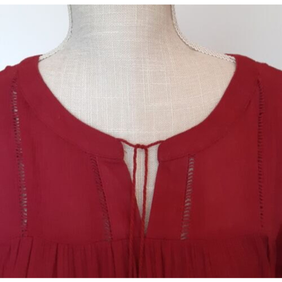Entro Wine Color Tunic Top with Fringe Hi/Lo Hem Size M - Picture 4 of 9